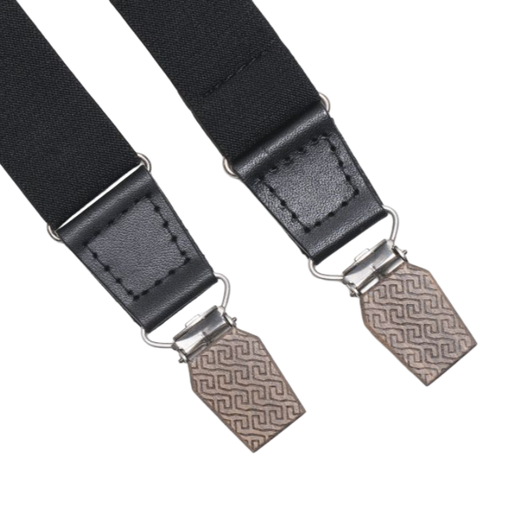 BeWooden Kožené kšandy s dřevěným detailem